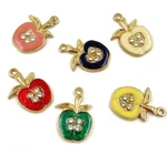 12 Vintage Apple Fruit Enamel Rhinestone Center Assorted Charm Pendants 5347P New. Price: $6.74.