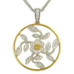 Simon Yellow Diamond Floral Pendant Necklace 18KT White And Gold MP1000 New. Price: $4600.00.