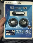 Rare Coby Stereo Speaker Combo W/MP3 Audio Player 1GB -nib New. Price: $60.90.