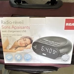 Rca RCS27 Soothing Sounds Clock Radio, Usb Charging, Digital Display New. Price: $17.00.