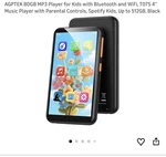 Agptek T07S 16GB MP3 Player Black Bluetooth Wi-fi Parental Controls Open. Price: $40.00.